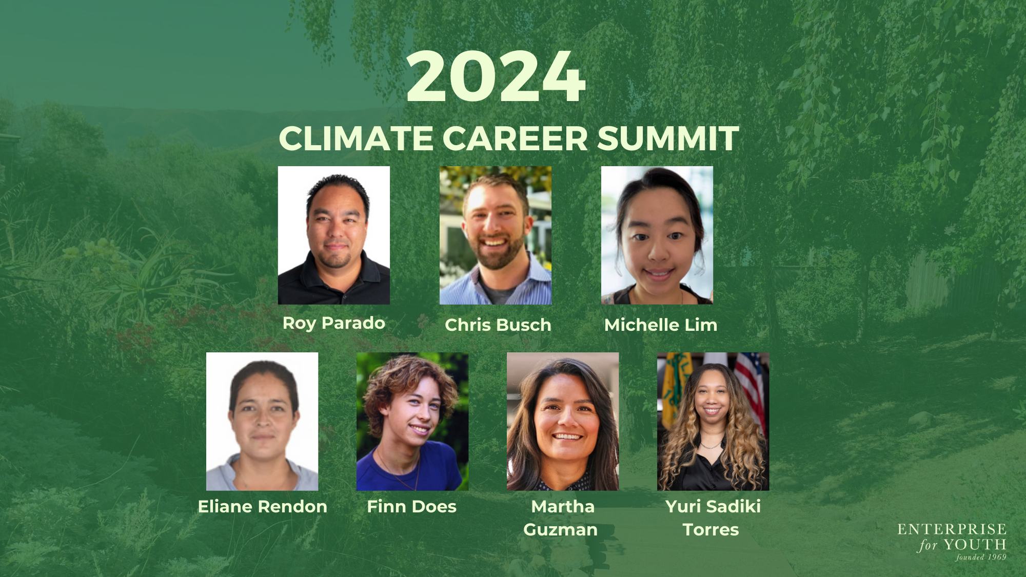 Cover image with all Climate Career Summit speakers